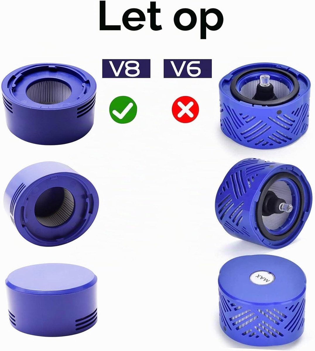 Stofzuigerfilter voor Dyson, V8 stofzuiger, V7 Absolute Animal Motorhead, 3 HEPA-filters, 3 voorfilters, vervangt onderdeel # DY-96566101, DY-96747801(V7V8)