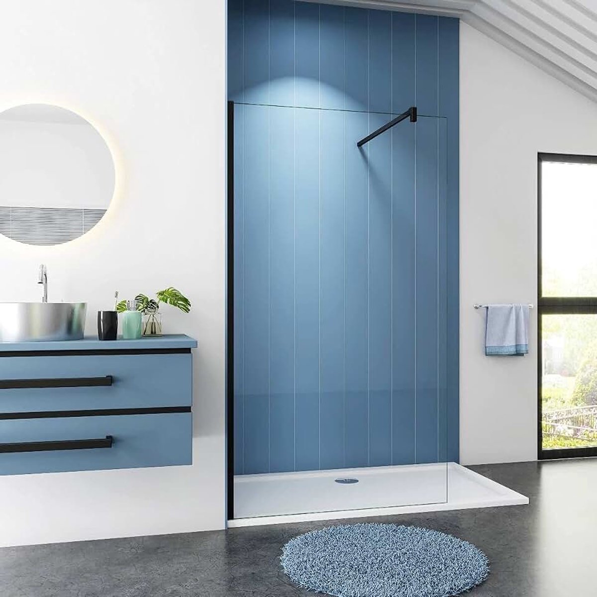 Inloopdouche Magnolia 60x200 10mm Helder Glas Antikalk Mat Zwart