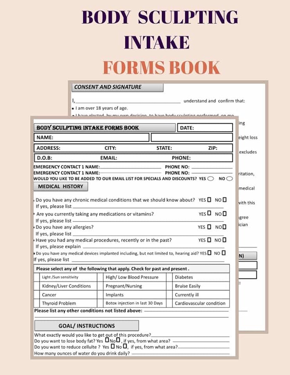 Sculpting Intake Forms Book: Body Contouring Consultation & Consent Forms