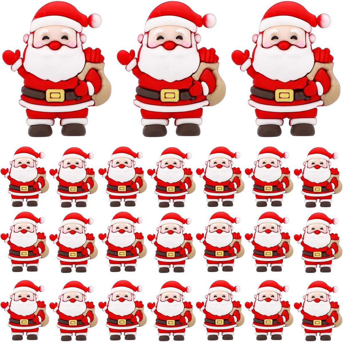 24st Kleine Kerstmannen, 3,7x3x1,8cm PVC-Materiaal Mini-Kerstmannetje Schattige Miniatuurkerstdecoratie als Kerstfeestgunst Microwerelddecoraties