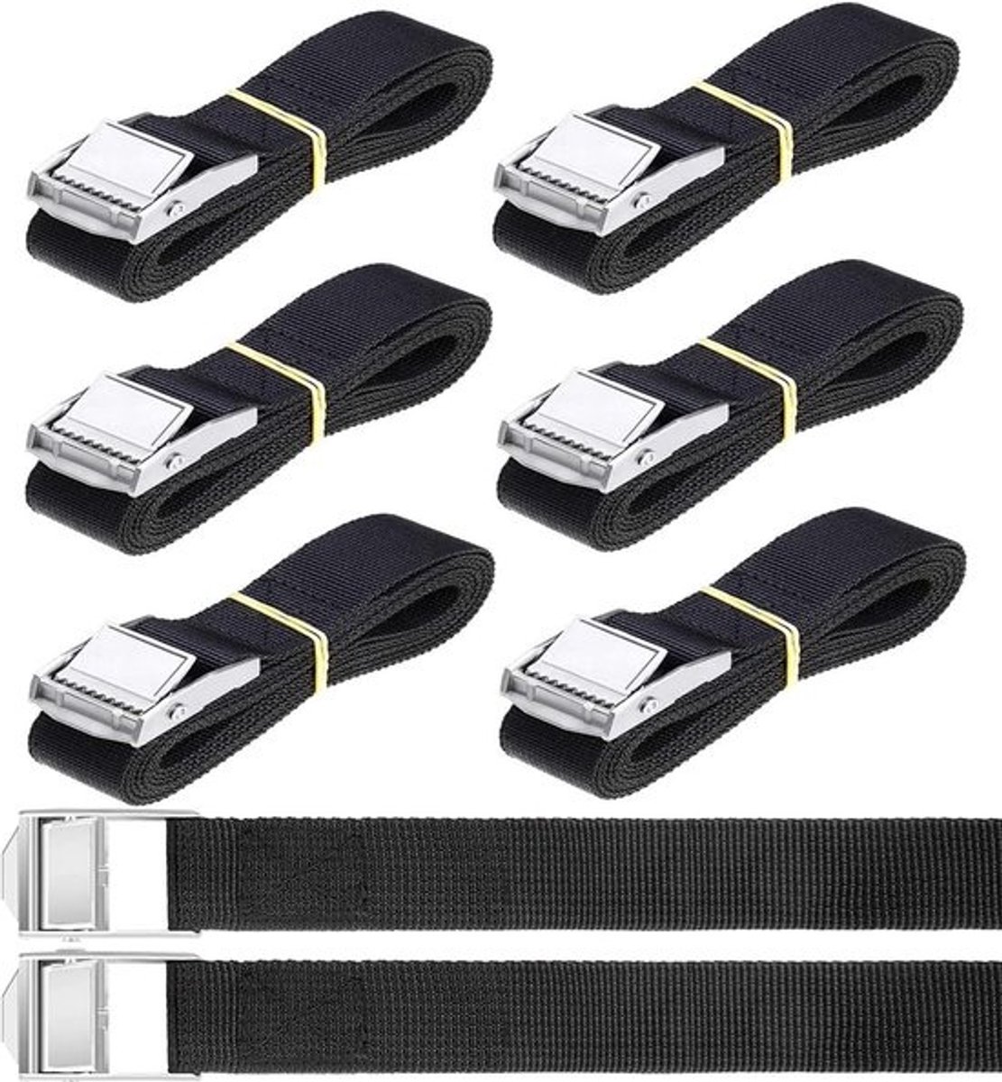 Spanbanden - Met klemgesp - Voor bevestiging - Zwart - 40 cm - 8 stuks
