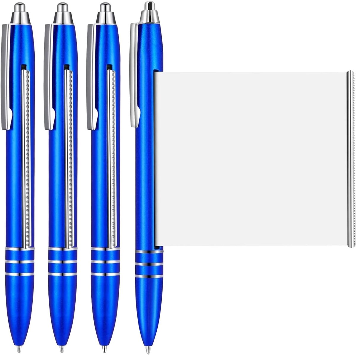 4 stuks blauwe balpen met notitieblaadjes, spicker pen