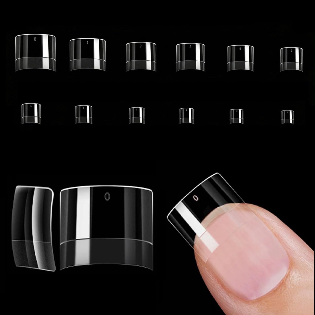 600 Stuks Vierkante Nageltips, Halfmatte Transparante Kunstnagels, 12 Maten, Voorgevormde Nagelpunten voor Franse Manicure, Acryl Nagelverlengingen, Nail Art voor Thuis en Salon
