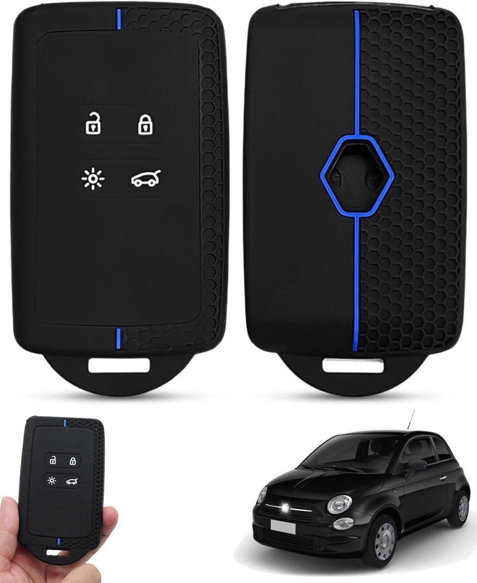 Hoes voor autosleutels voor Renault Clio, Megane, Koleos, Kadjar, Kangoo, Twingo, Talisman, Captur Space Dacia Duster, beschermhoes voor Renault, TPU-siliconen met 4 toetsen (blauwe