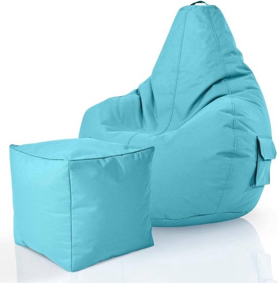 Set van 2 Zitzakken en Kruk - Voorgevuld - Duurzaam en Vlekbestendig - Ideaal voor Kinderen en Volwassenen - Lounge en Gaming
