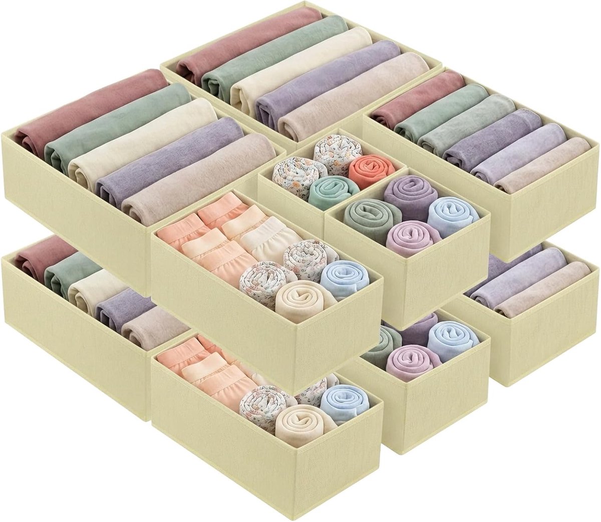 Set van 12 ladeverdelers, opvouwbare kledingbakken, ladeverdelers, multifunctionele organizers voor ondergoed