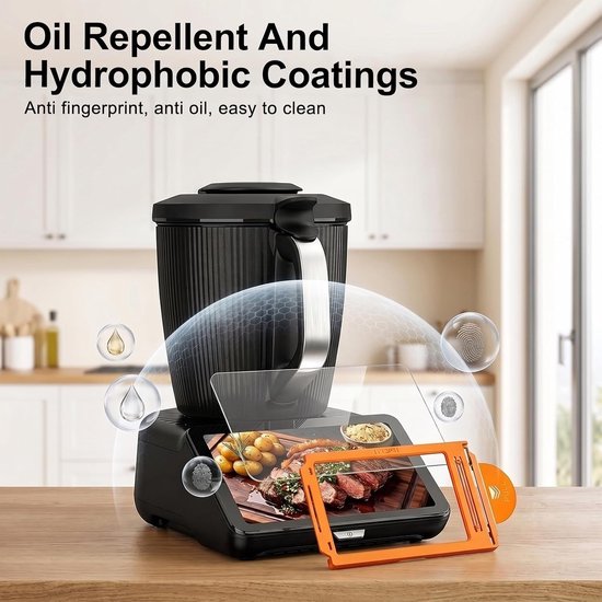 Displaybeschermfolie van gehard glas voor de Vorwerk Thermomix TM7, hardheid 9H, volledige afdekking, krasbestendig, zonder luchtbellen, transparante bescherming met hoge resolutie, 1 verpakking — afbeelding 5