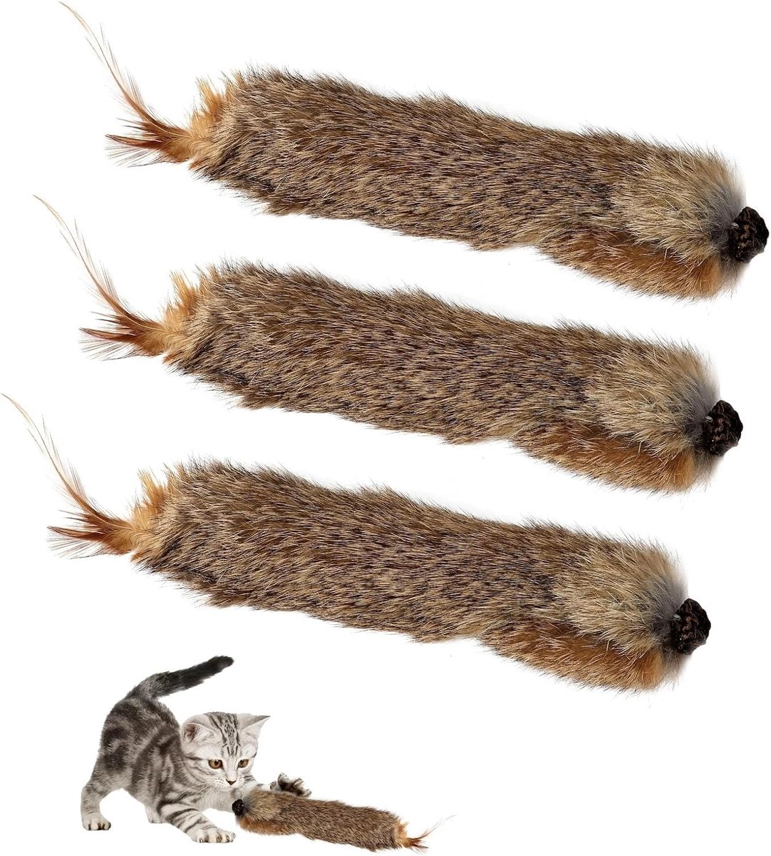 3 stuks kattenspeelgoed, zacht pluizig interactief kattenspeelgoed, licht kattenspeelgoed, veren van zacht pluche, interessant veerspeelgoed voor katten voor huiskatten