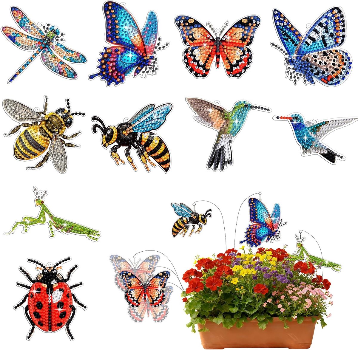 10 stuks 5D diamantschilderset dier vogel vlinder tuin kralen kunst kit DIY voor beginners
