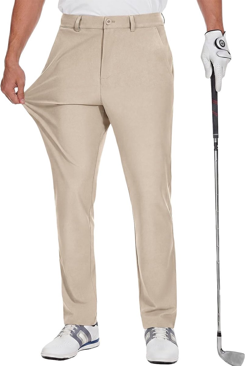 Golfbroek, stretch, ademende broek met zakken, slim fit, sneldrogende vrijetijdsbroek, lichte stoffen broek