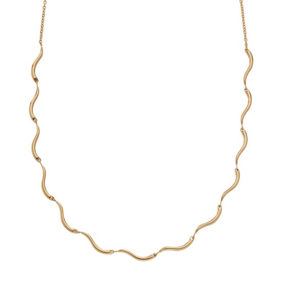 Gouden collier met golvende schakels.