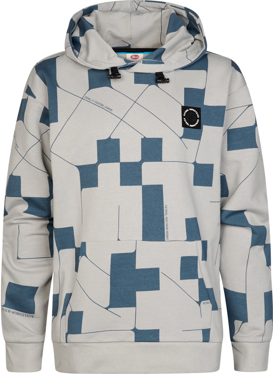 Petrol Industries - Jongens Hoodie met geometrische print - Zwart - Maat 152
