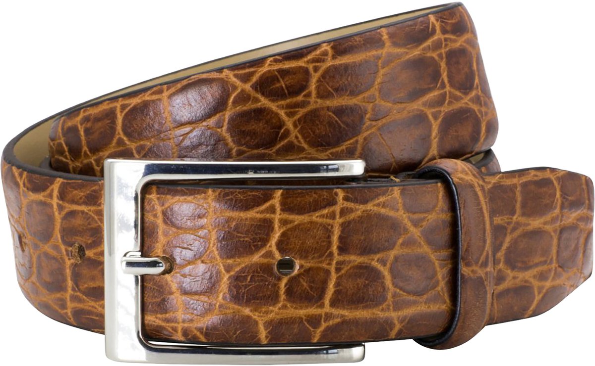 LINDENMANN leren heren riem - cognac