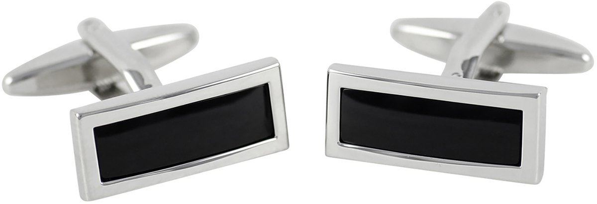 LINDENMANN heren manchetknopen Onyx - zilverkleurig