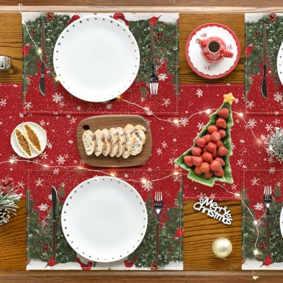Kerst Tafelonderzetters Set - Wasbare Tafeldecoratie - Herbruikbare Onderleggers voor Eettafel en Keuken - Kerstmotief
