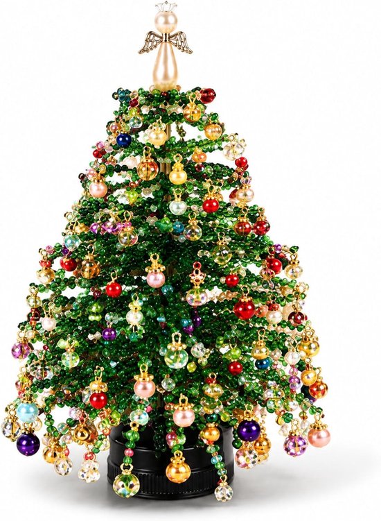 kerstboom decoratieset - Met lampjes - Glas materiaal - Handgemaakte DIY kralen kerstboom - Feestornament - Geschikt voor creatieve kerstversiering en interieurdecoratie binnenshuis