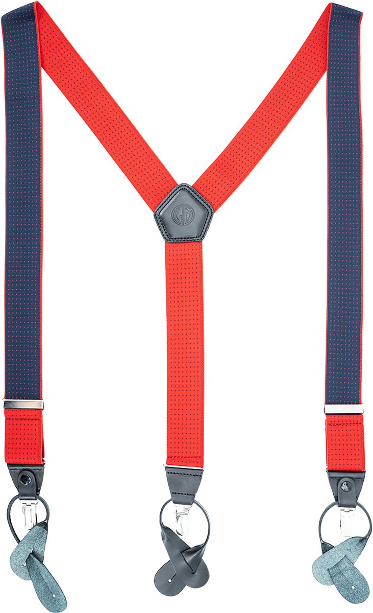 LINDENMANN heren bretels met clips en leren bandjes Y-vorm - rood