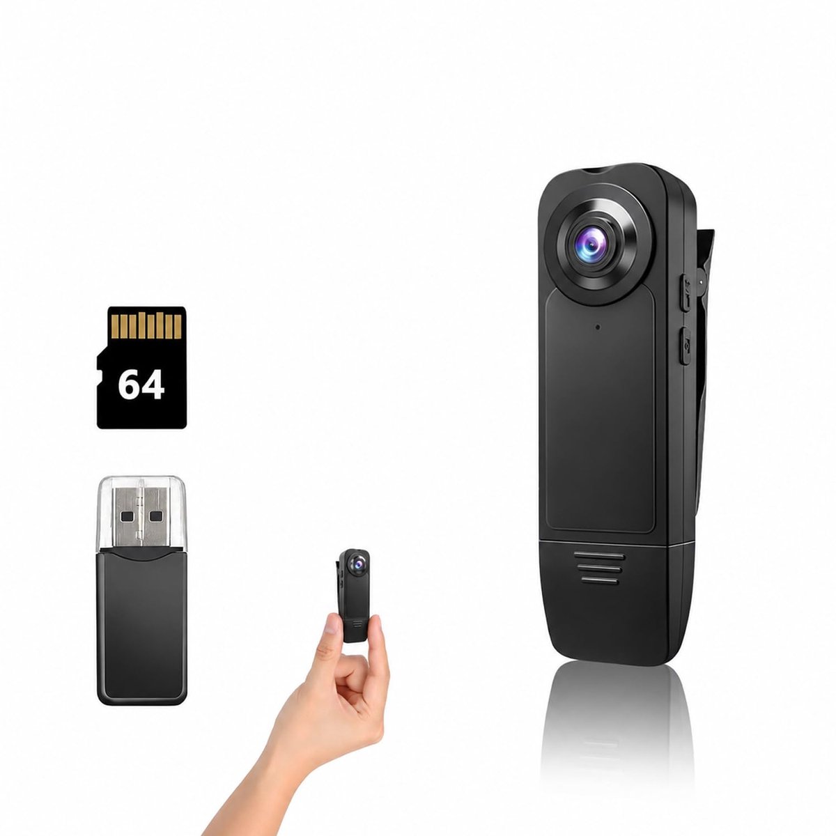 Bodycam 1080P – Draagbare Camera met Nachtzicht – Bewegingsdetectie – 4-6 Uur Accu – Inclusief 64GB SD-kaart
