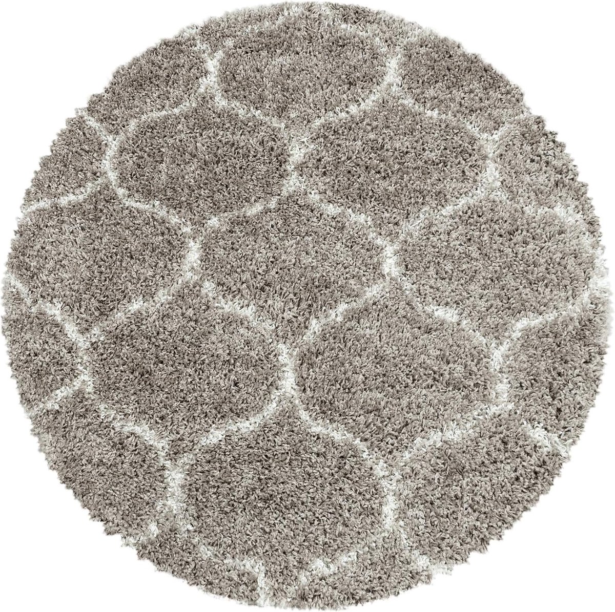 Shaggy tapijt voor de woonkamer in Scandinavisch design. Het tapijt heeft een langpolige en pluizige structuur, waardoor het heerlijk zacht en comfortabel aanvoelt, Kleur: Beige, Maat: 80 cm Rotondo