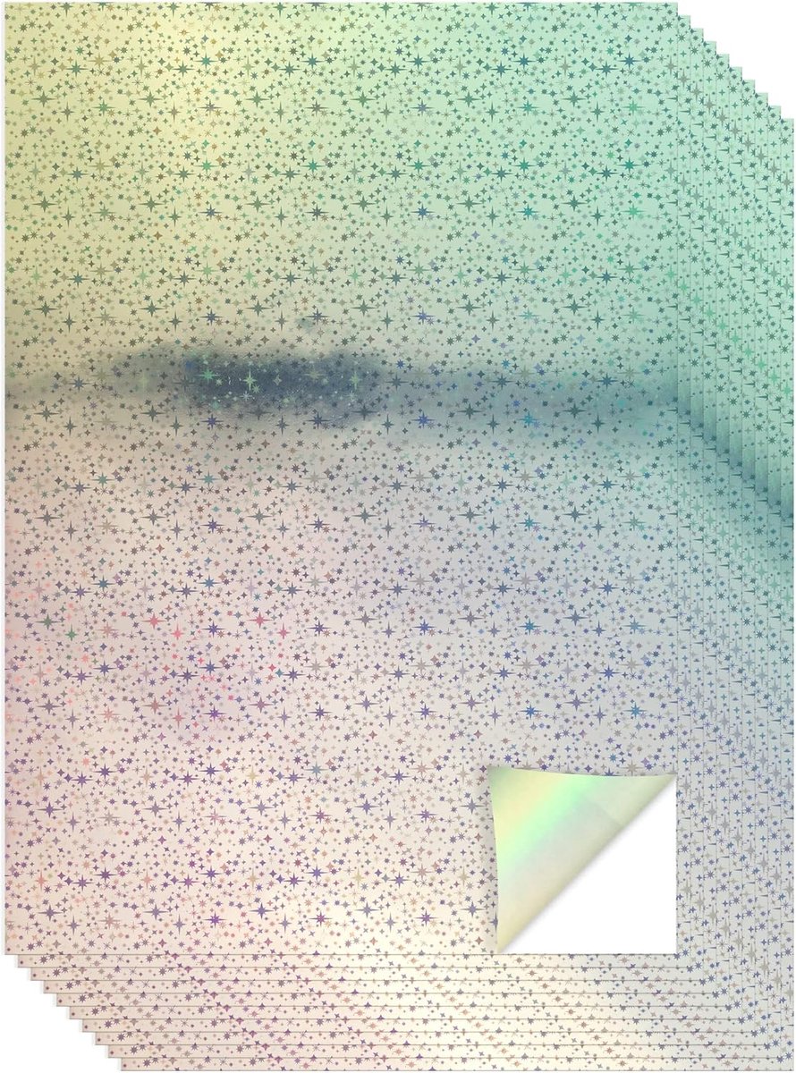 Goods 10 vellen A4 holografisch zilver afdrukbaar vinyl - inkjet en laser compatibel, waterdicht, glanzend, perfect voor Cricut & Silhouette Cutters, prachtige ontwerpen (sparkle patroon)