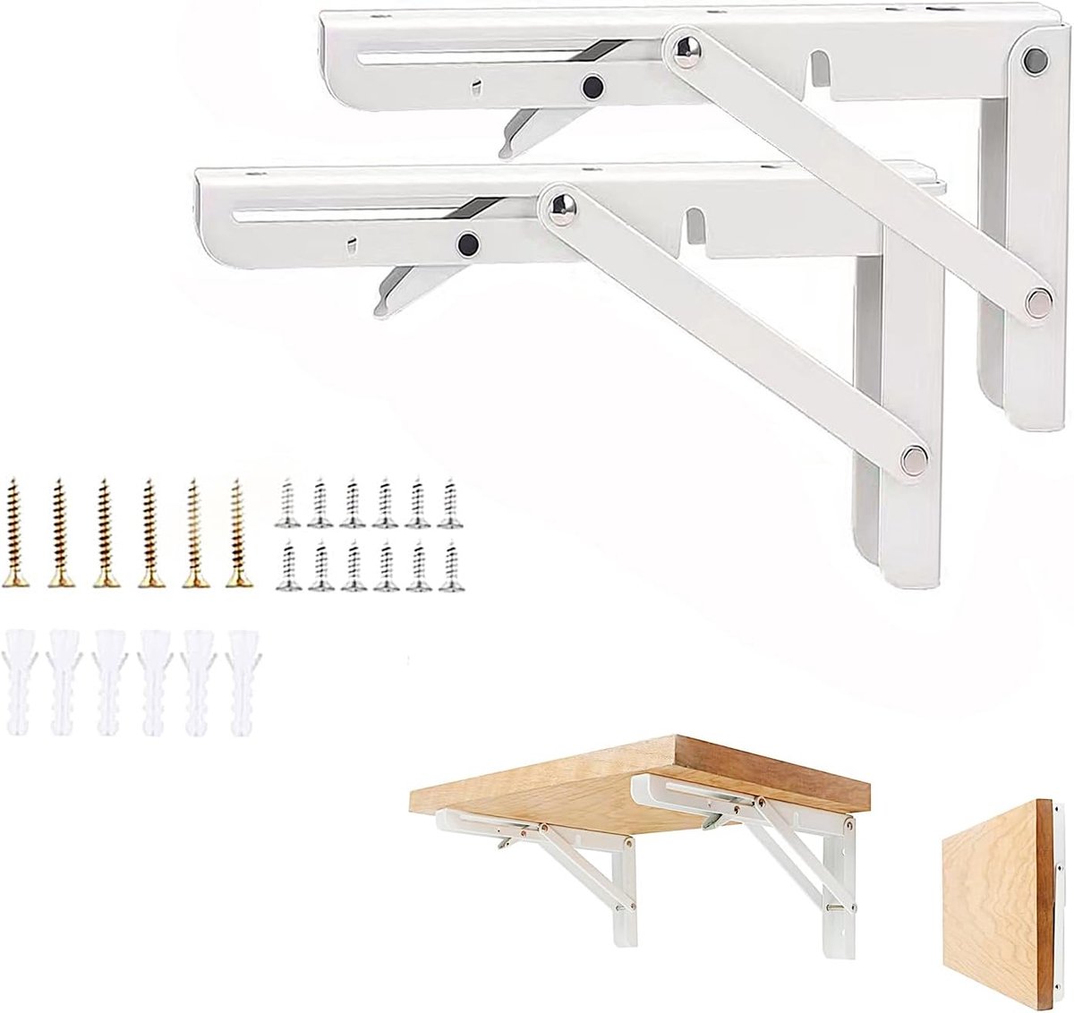 Klapconsole, 250 mm, 2 stuks, zware belasting, roestvrij staal, klaptafel, muur, klapplankhouders, draagvermogen 110 kg, voor ruimtebesparende thuis, keuken, kantoor, klaptafel, wandmontage