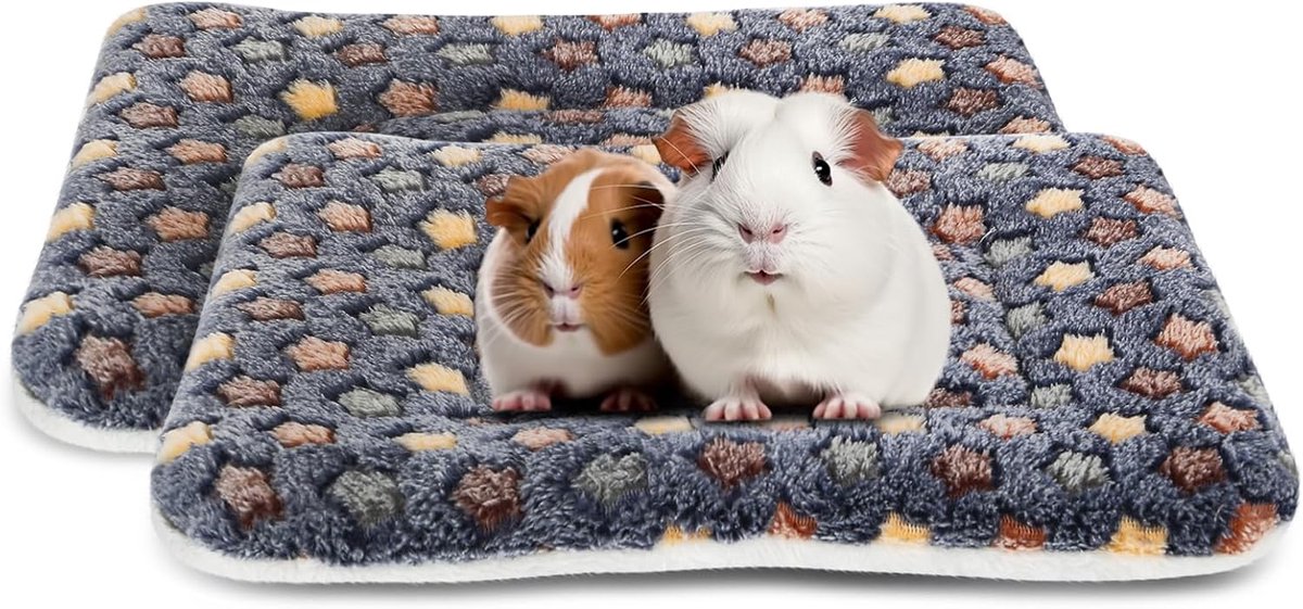 2 stuks cavia-bed - 25,5 x 35,5 cm cavia plaspads beddengoed - wasbaar en dikteupgrade (donkerblauw, M)