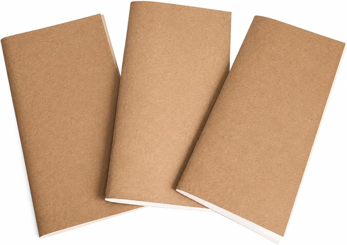 Refills Gelinieerd Papierblok, Blanco, Set van 3 Leren Notitieboekinzetstukken 6,5 x 3,6 inch 192 Pagina's, voor Notities, Lijsten en Dagelijkse Planning, voor Schetsen