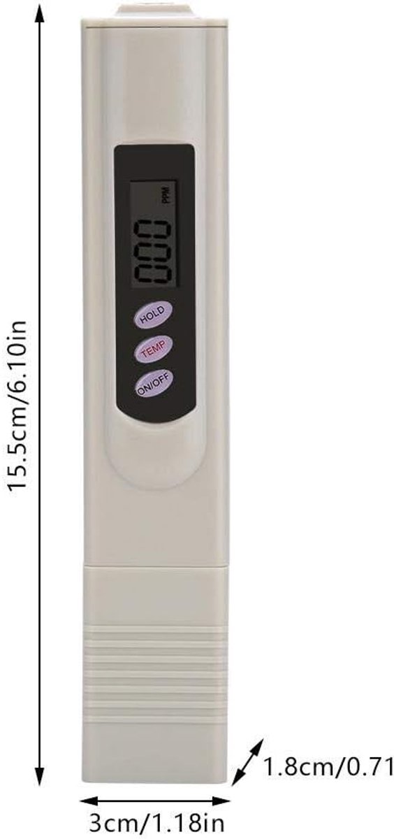Draagbare digitale TDS-meter, waterkwaliteitstester met temperatuur- en PPM-weergave voor aquarium, hydrocultuur, koffie, zwembad en spa