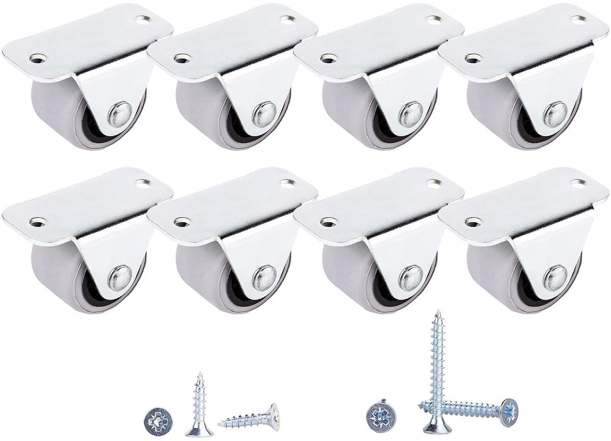 Zwenkwielen rubberen caster Casters voor meubels niet-draaibare kleine wielen niet-plastiek toestellen en apparatuur kleine wiel caster schroeven inbegrepen (8, ⌀30mm