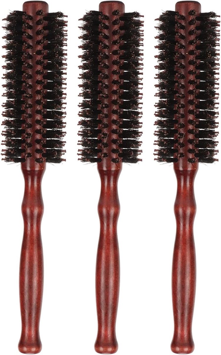 Haarborstel, 3 stks Roll Haarborstel Ronde Hoge Temperatuur Bestand Statische Verticale Textuur Medium Size Varkenshaar Haar Borstel voor Salon