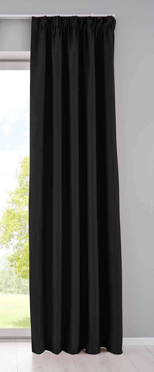 Ondoorzichtig »Newyork« 202020610 Ondoorzichtige lussen zwart H x B 245 x 140 cm 1-pack thermo-gordijn verduisteringsgordijn blackout geluidsisolerend Öko-Tex plooiband vouwhouder zwart