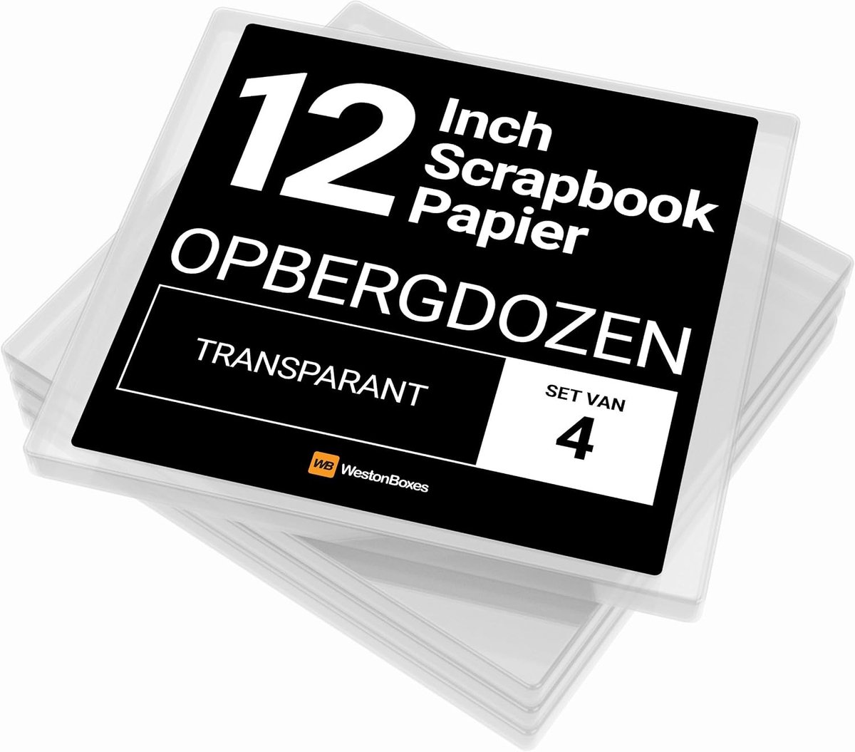 Foto opbergdoos - Doorzichtig - Pack of 4 - Kunststof met 2,6 Liter Inhoud - Voor Scrapbooking en Papierambachten