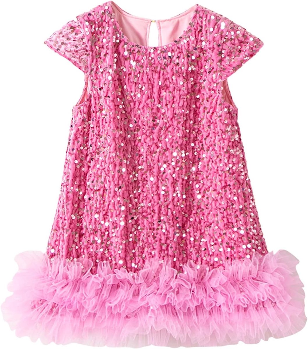Prinsessenjurk voor meisjes, ceremonie, avond, goud, chiffon, ronde hals, party, cocktail, receptie, kinderen, meisjes, A53