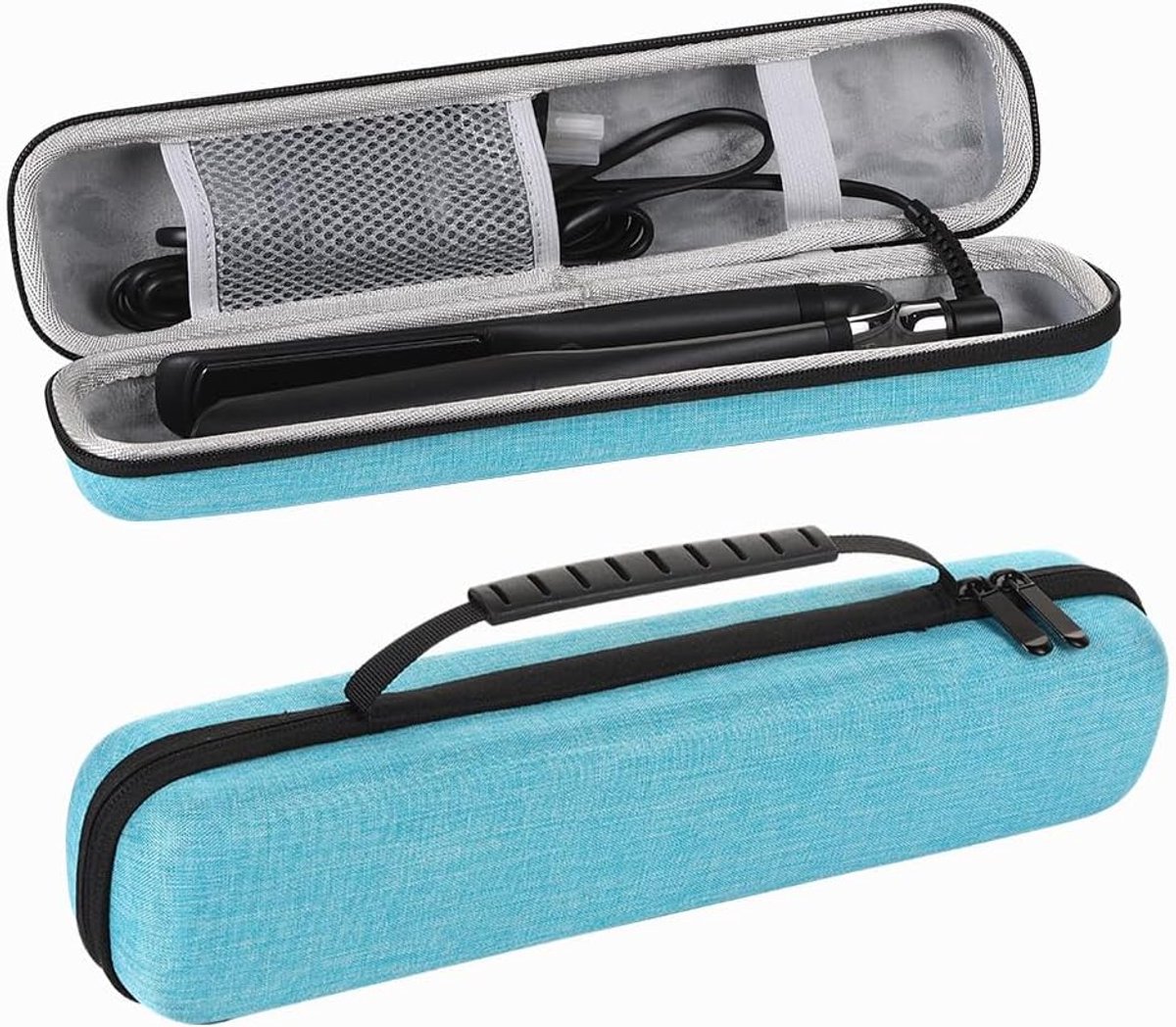 Stevige reisorganizer - geschikt voor klassieke stijltangen, krultangen, stylingtools - met handvat - alleen de organizer - lichtblauw - 35*8*6cm
