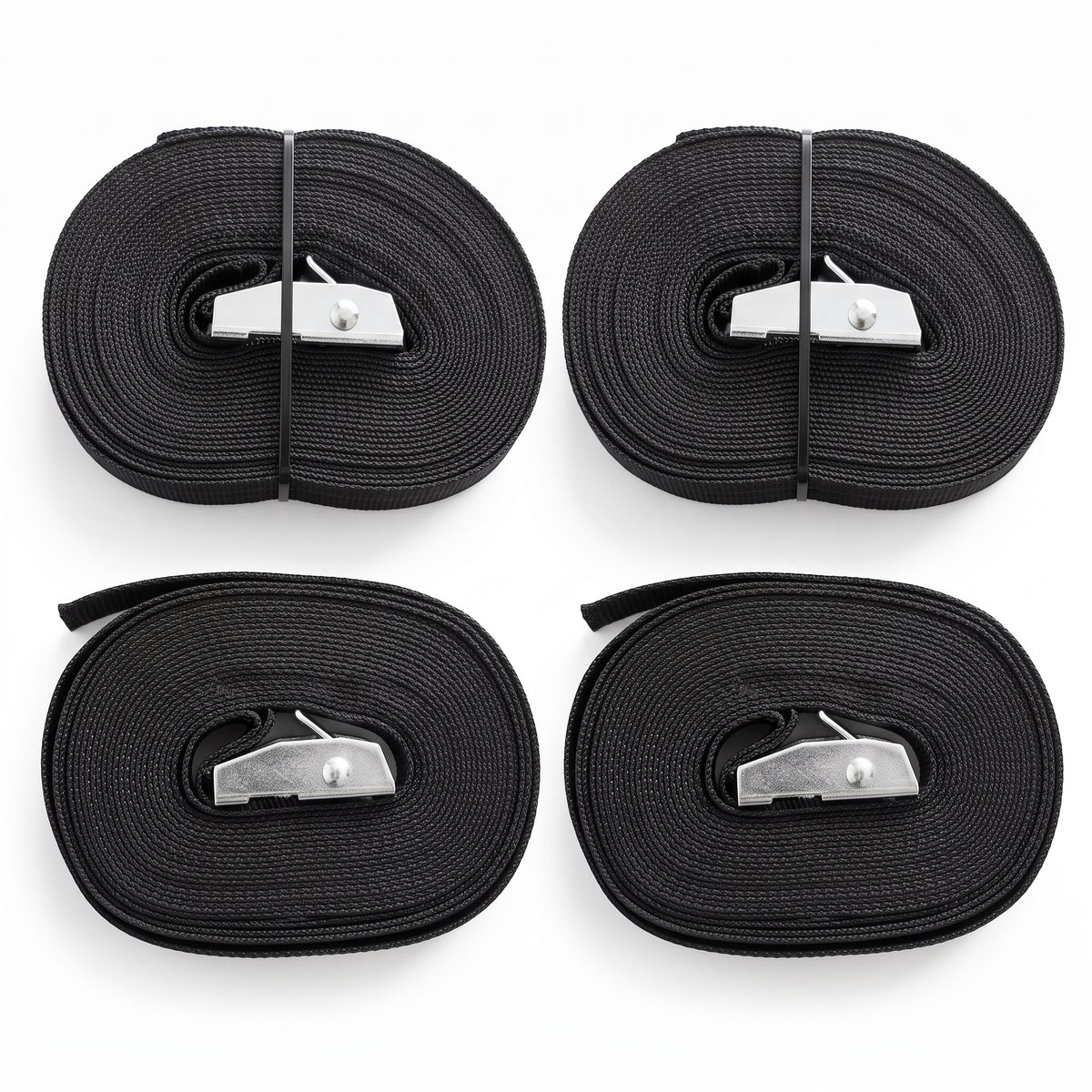 Spanbanden 5 Meter – 4 Stuks – Zwart – Stevige Spanband met Gesp – Bagage, Aanhanger, Verhuisen & Transport