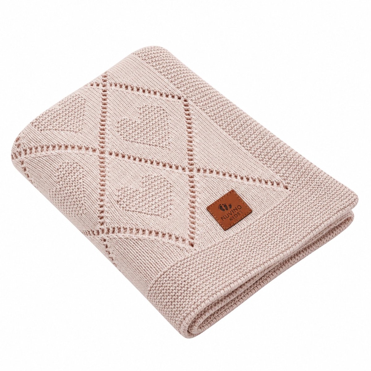 Nuvinokids Crème Hartjes - Katoenen Babydeken - 100% Katoen - 70x90 cm - Peuter - Kind - Newborn - Wiegdeken - Ledikantdeken - Kinderwagendeken - Mousseline Doek - Hydrofiele Doek - Inbakerdoek - Swaddle - Knuffeldeken - Boxdeken - Zacht en Ademend
