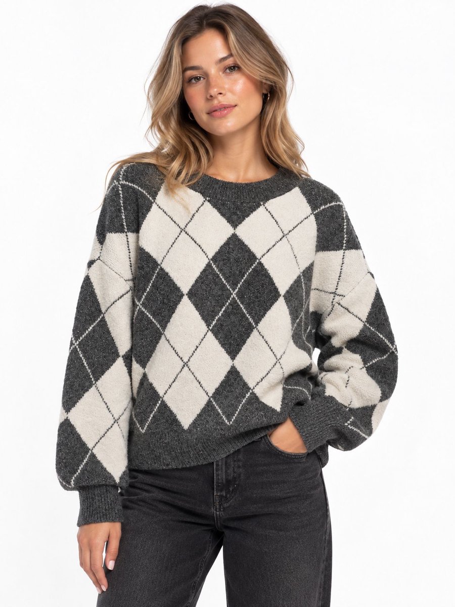 Vero Moda Vmdoffy Jaquard Ls O-neck Pullover Grey/birch | Maat: XS