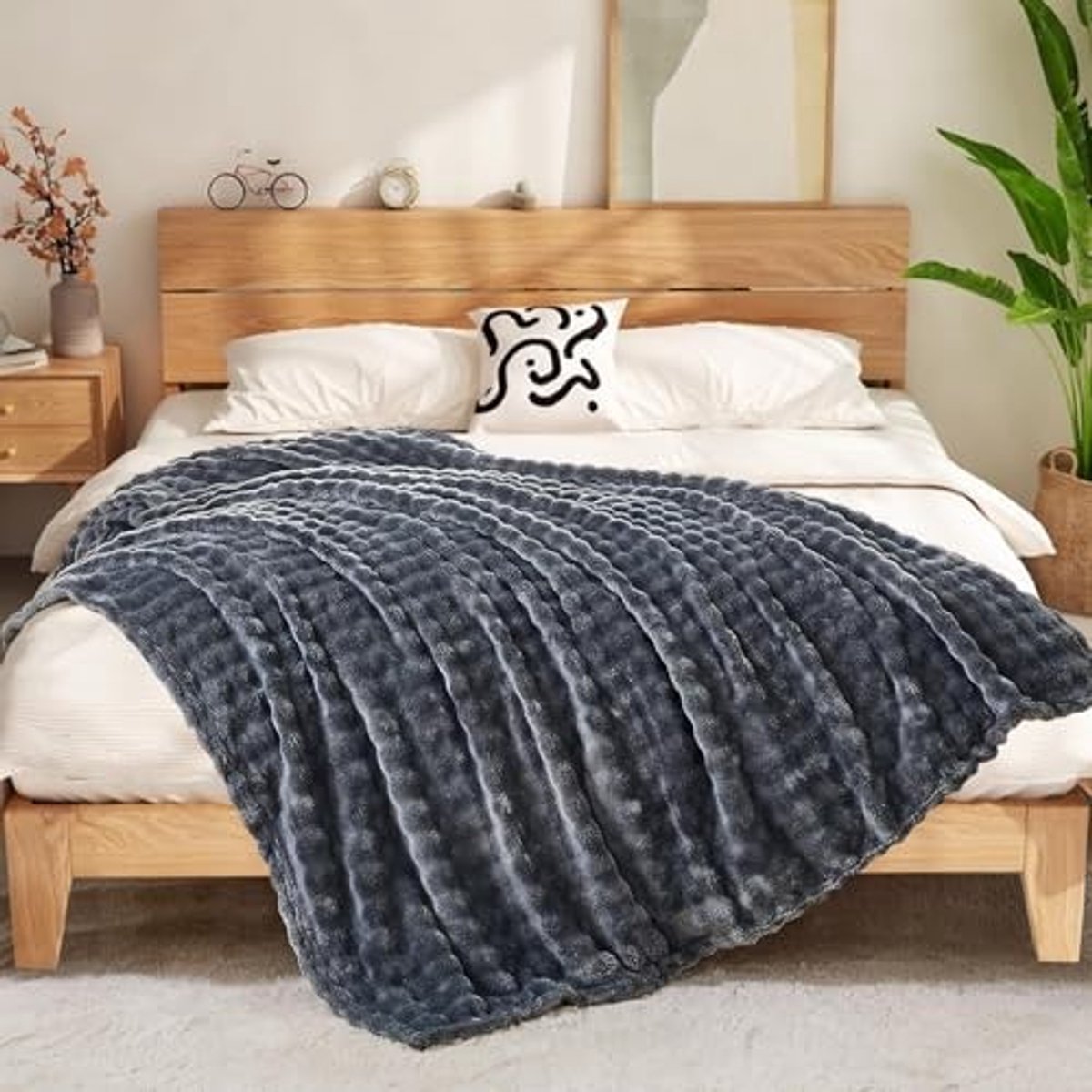 Elzusha - Donkergrijze Sofa Deken van Zachte Microvezel