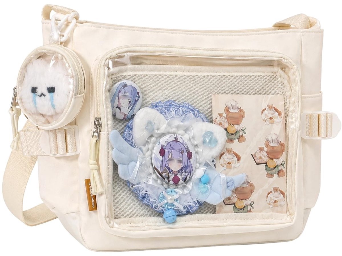 Elzusha - Ita Messenger Bag - Kawaii Crossbody Tas met Transparante Venster - Wit