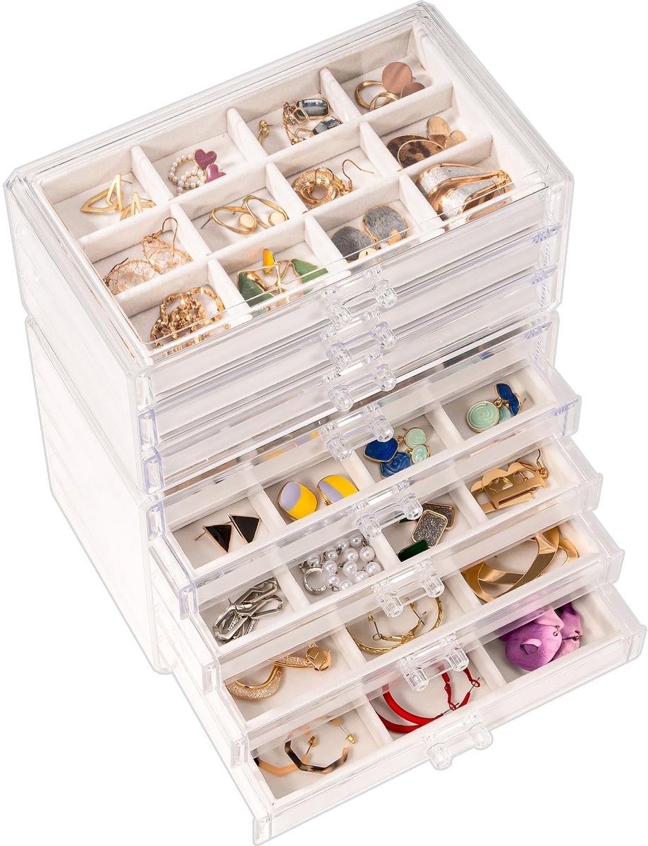 Elzusha - Acryl Sieraden Organizer - 8 Lades - Warm Wit