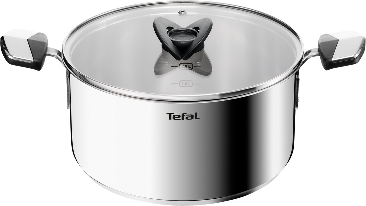 Tefal Emotion+ Steel Pan met Deksel - 24cm, 5.7L, Inductie