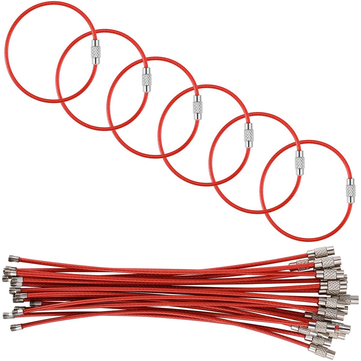 Elzusha - Sleutelhanger Kabelset - 20 Stuks - Rood