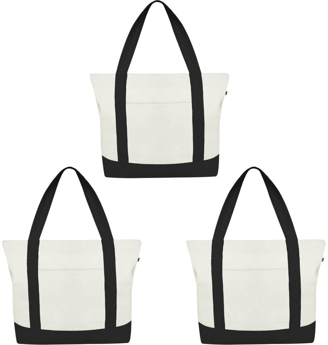 Elzusha - Canvas Tote Bag met Rits en Binnenvak