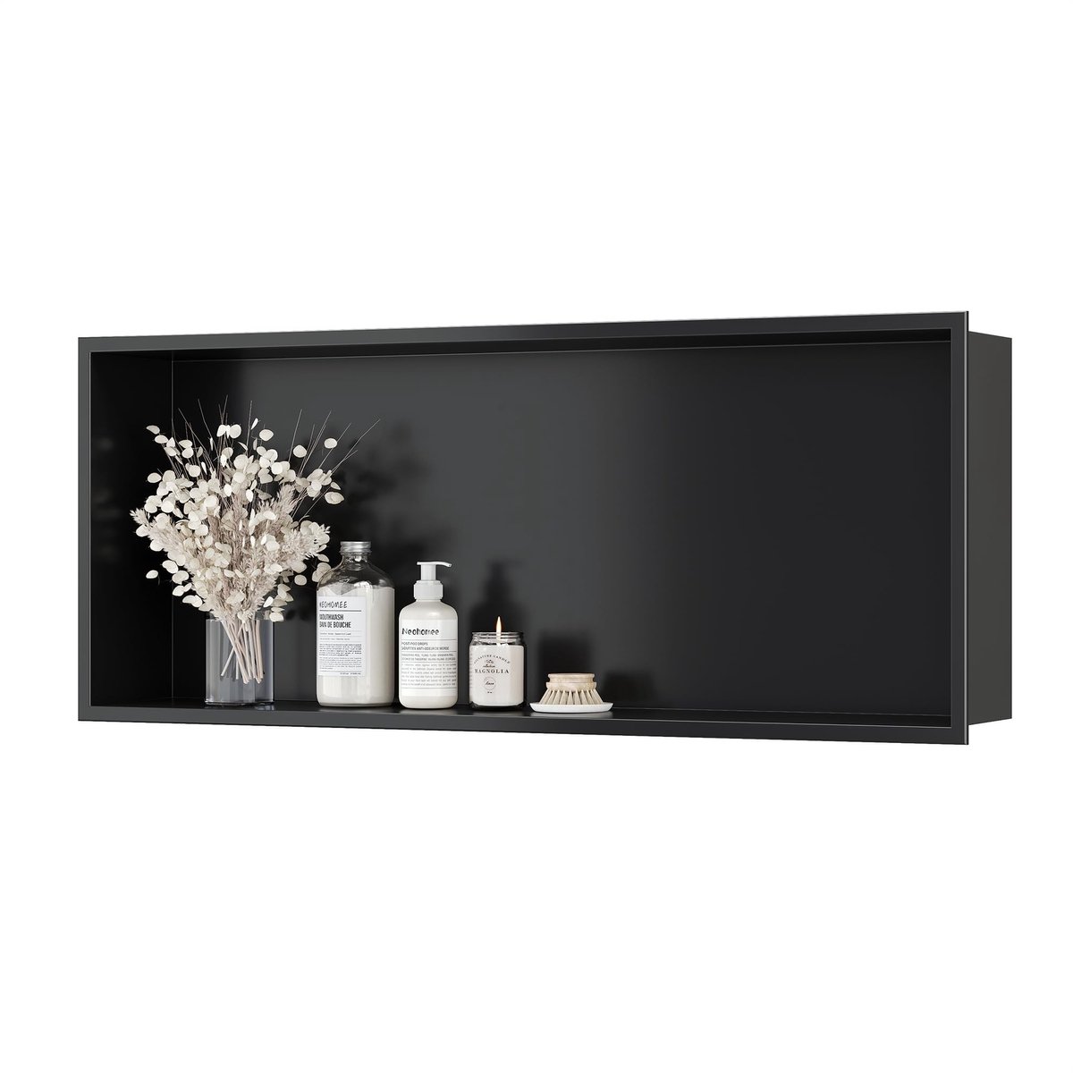 Elzusha - Wandniche Douchebak - Roestvrij Staal - 75 x 30 cm - Zwart