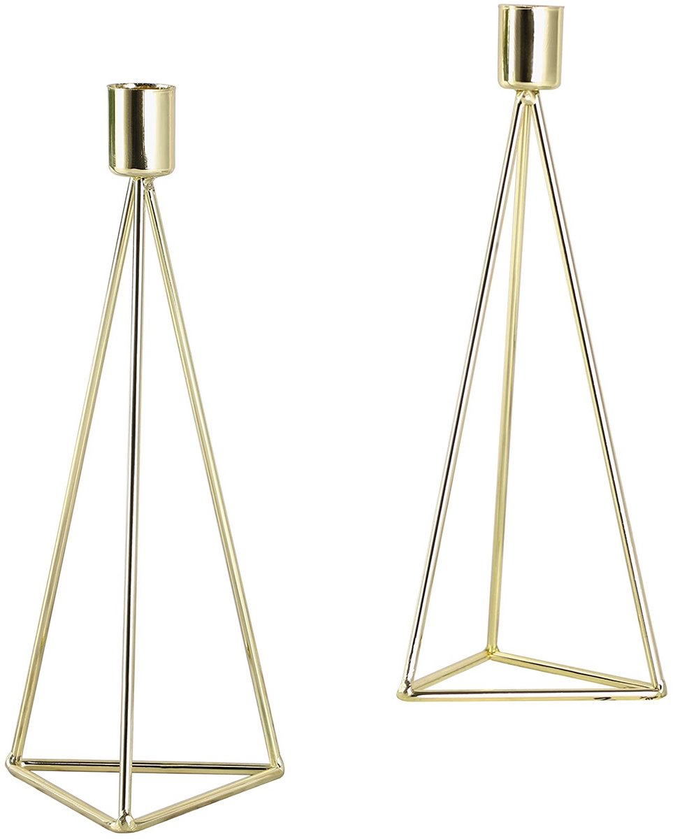 Elzusha - 2-Piece Theelicht Houder Set in Goud, Modern Design