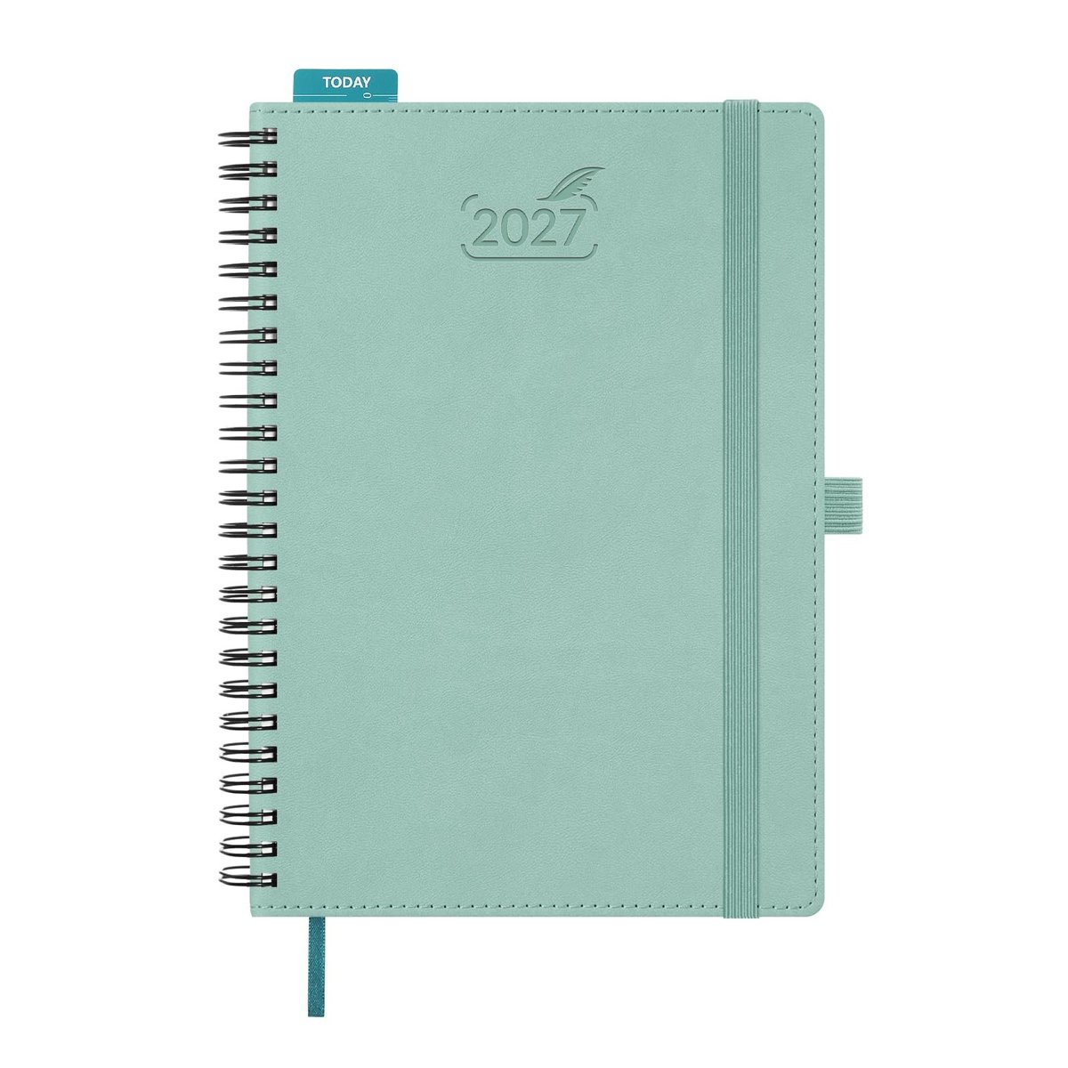 Elzusha - A5 Boekkalender 2027 - Weekplanner met zachte kaft - Mintgroen
