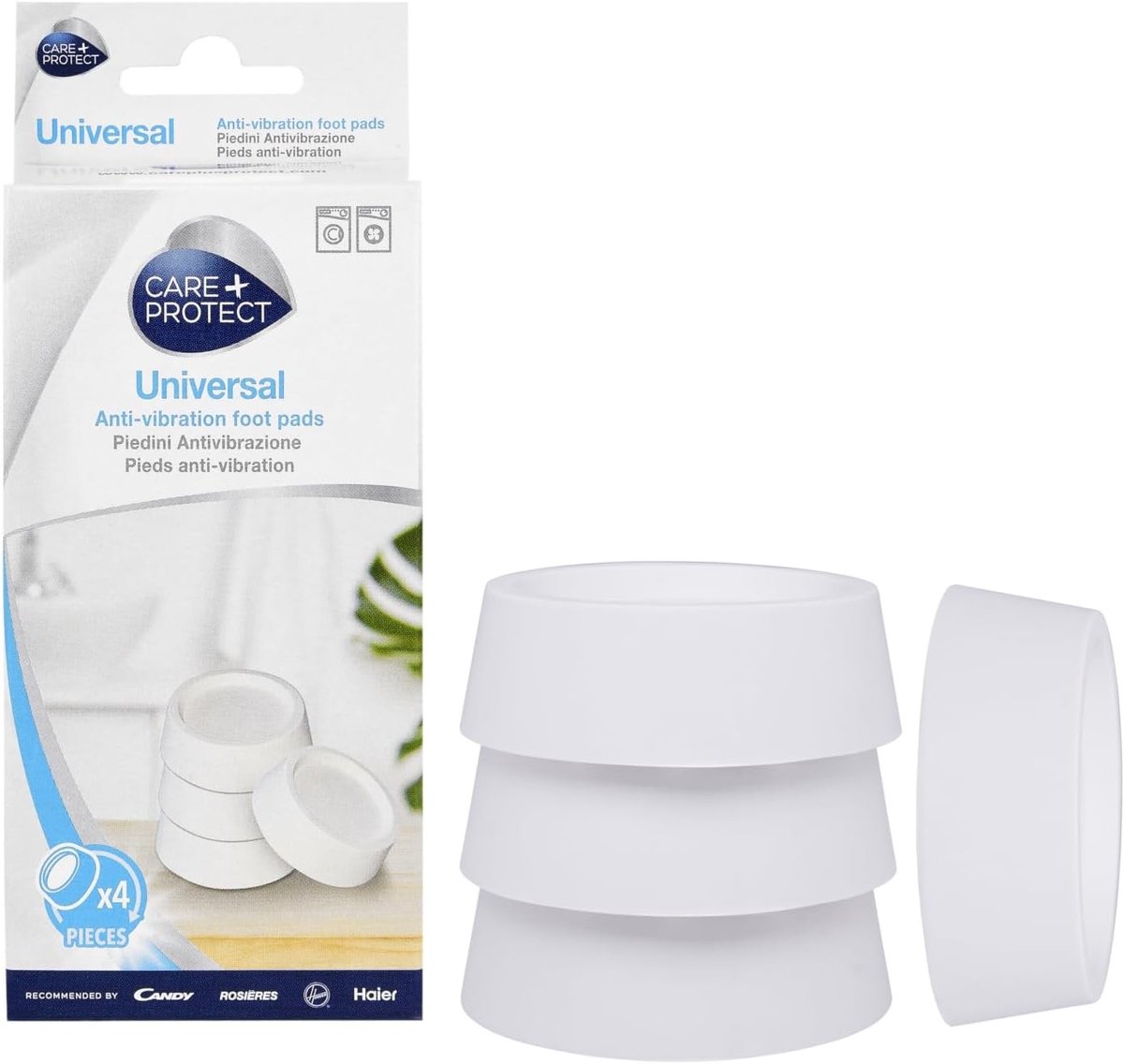 Anti vibratiematten wasmachine - Wit - Universele rubberen trillingsvoetjes - Voor wasmachines en drogers