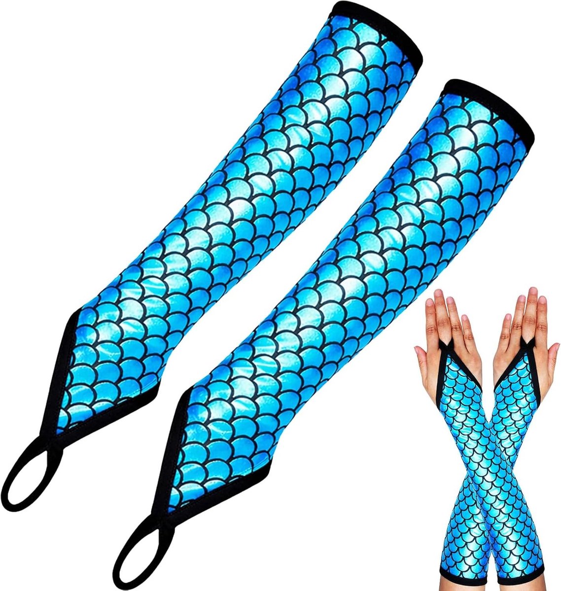 Zeemeerminmouwen voor dames, schubbenpatroon accessoires voor zeemeerminnenkostuum, perfect voor cosplay en themafeesten