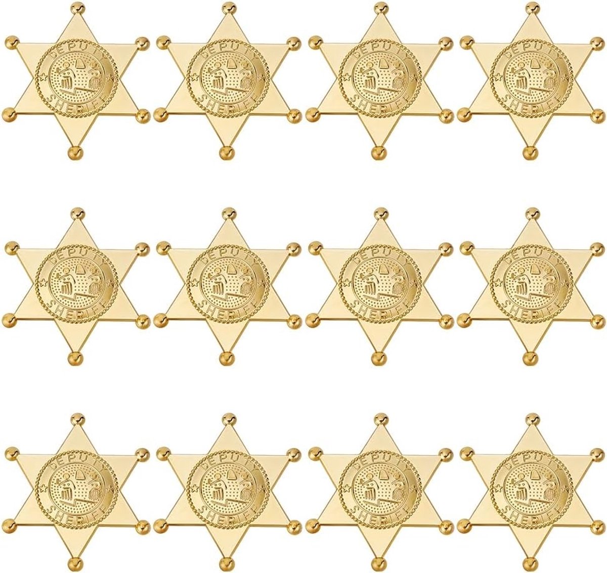 Sheriff Badge voor Cowboy Feest - Gouden Polyester Insigne met 64 mm Diameter voor Kinderen en Volwassenen