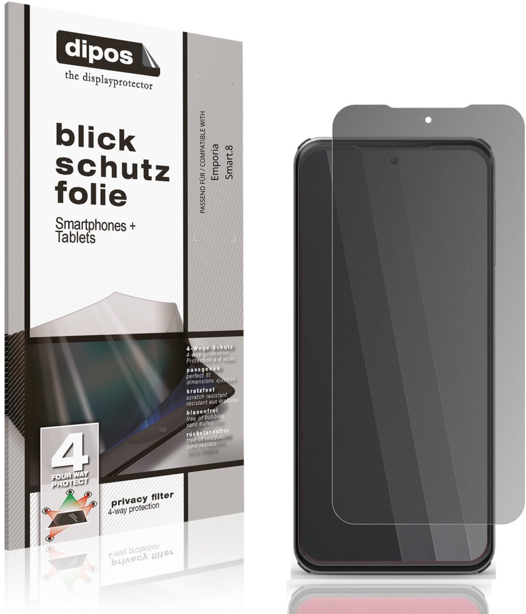 dipos – Matte Privacy Screenprotector geschikt voor Emporia Smart.8 | Anti-Spy Beschermfolie